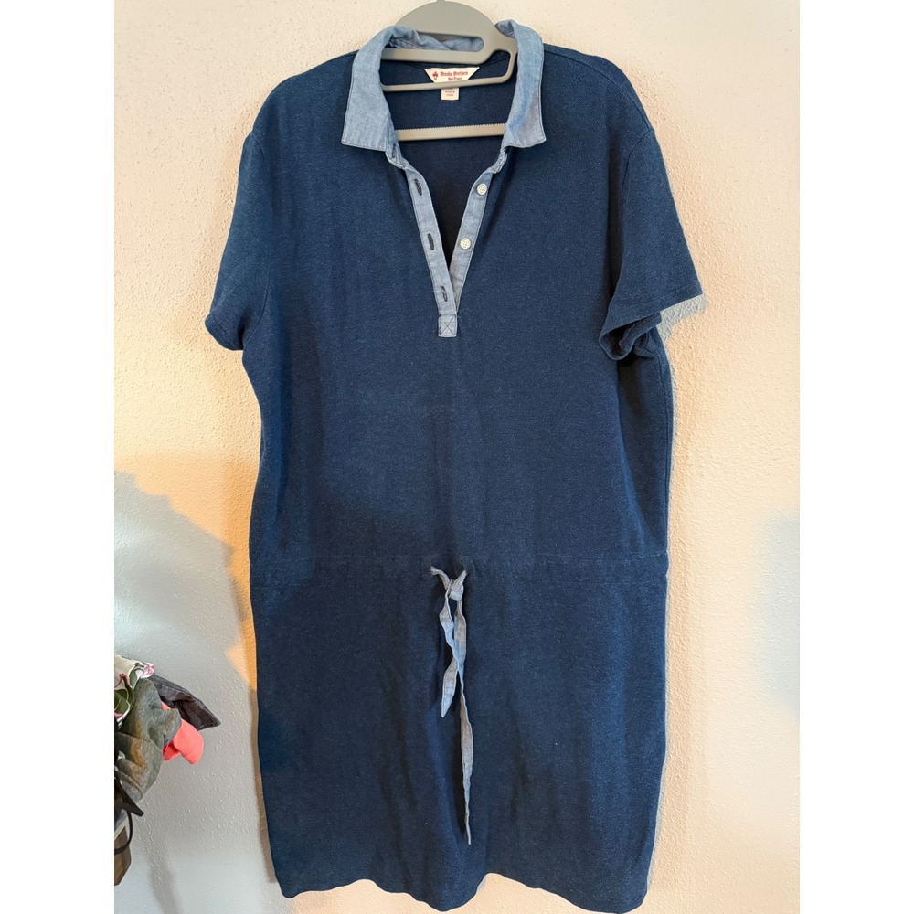 Brooks Brothers Red Fleece Navy Blue Polo Dress Chambray Trim XL